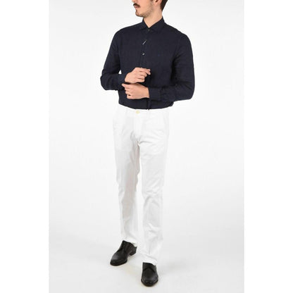 Chinos Pants by Corneliani for men in cotton white presents a sartorial luxe silhouette, showcasing a sophisticated with a long and for a premium, sartorial luxe finish.
