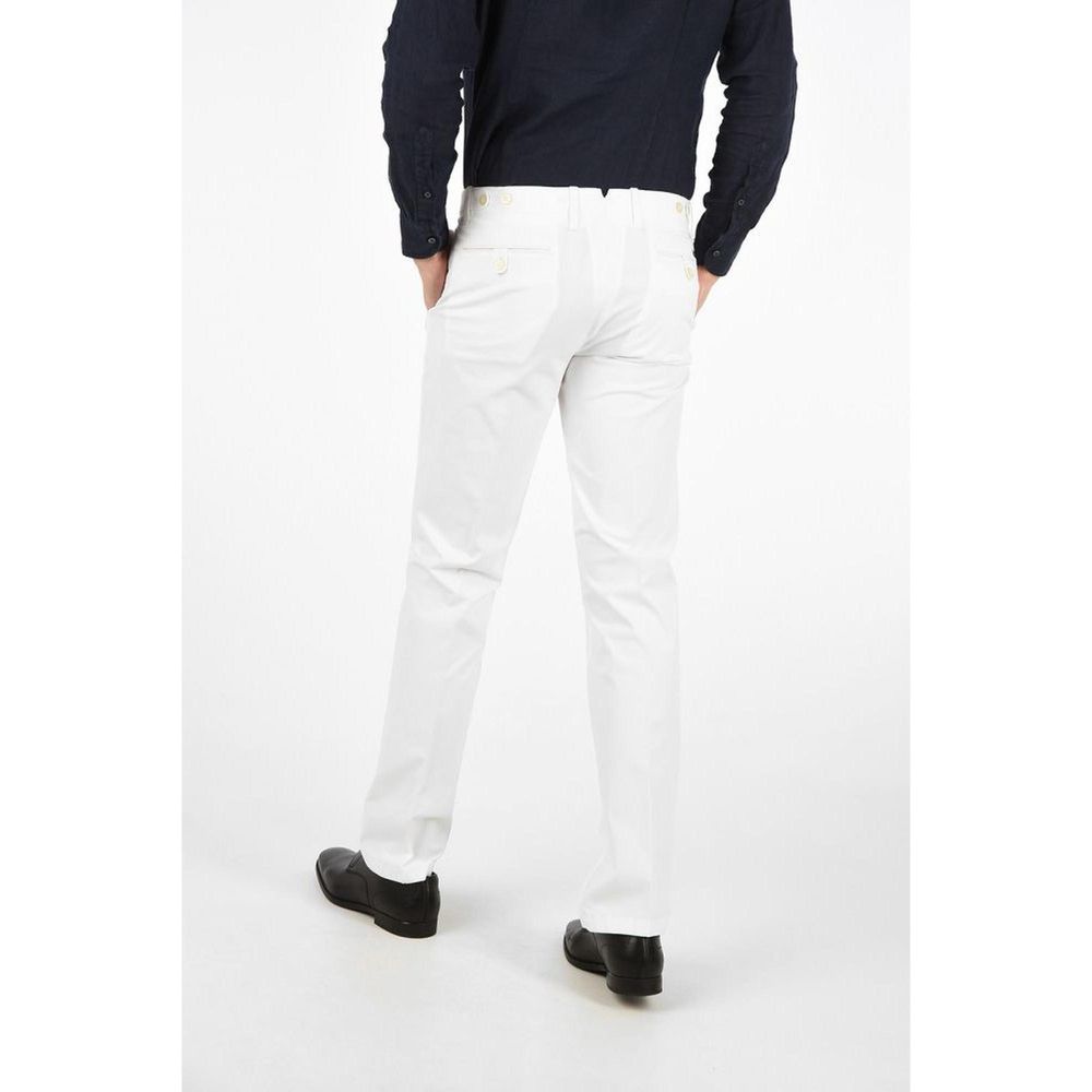 Chinos Pants by Corneliani for men in cotton white features an utilitarian-chic silhouette, showcasing a utilitarian-chic with a long cut and for a refined look.
