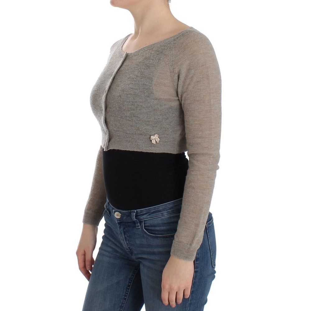 Cardigan by Ermanno Scervino for women in beige showcases a captivating silhouette, artfully detailed with a captivating and for a truly sophisticated captivating look.