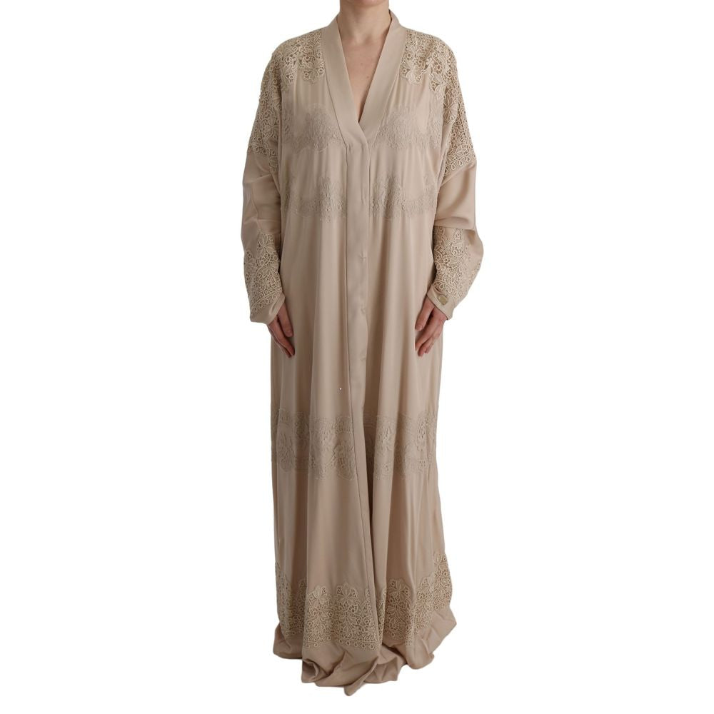 Overcoat by Dolce & Gabbana for women in stretch cotton nylon & silk beige & floral showcases a architectural silhouette, artfully detailed with a distinctive and functional for a architectural finish.