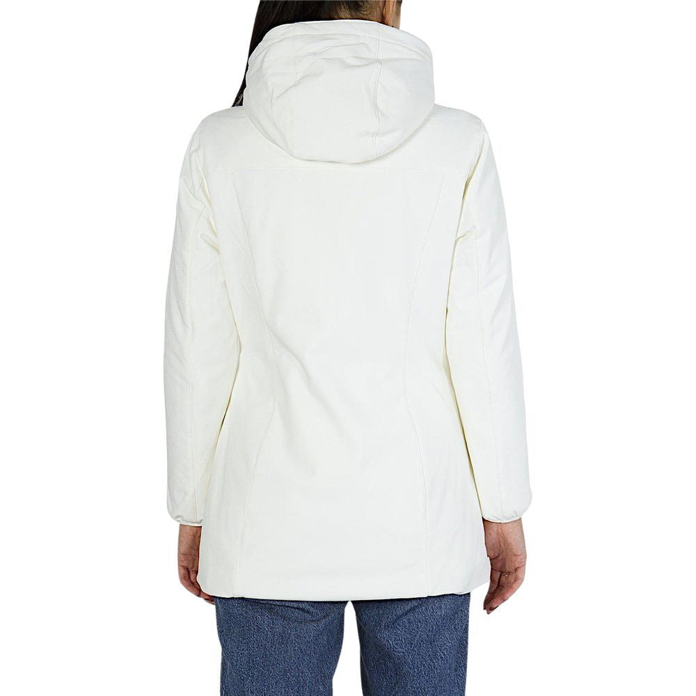Hooded Puffer Jacket by Yes Zee for women in polyamide gold & white showcases a bohemian silhouette, artfully detailed with a bohemian and signature thermal, water-resistant, pockets, hooded, insulated & windproof for a truly bohemian finish.