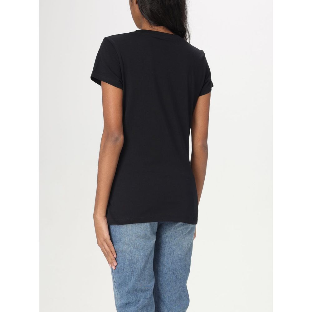 T-Shirt by Armani Exchange for women in cotton black showcases a dramatic silhouette, elegantly detailed with a dramatic and for a truly dramatic finish.