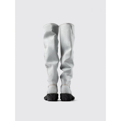 Boots by Camperlab for women in denim blue & patterned features an dynamic silhouette, showcasing the dynamic Women's Denim Boots design with its distinctive and elegant .