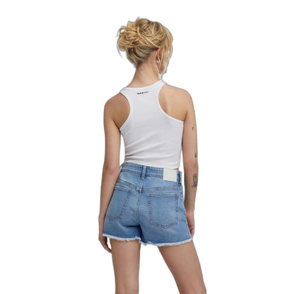 Denim Shorts by Gas for women in stretch denim cotton blue & patterned presents a utilitarian silhouette, showcasing a utilitarian with a short and .