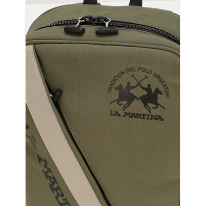 La Martina Cotton Polyester Canvas Rucksack Backpack - Bicolour Green