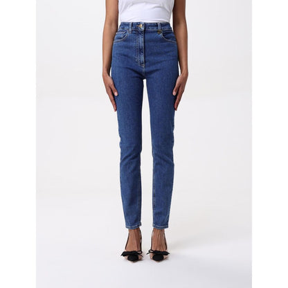 Jeans by Elisabetta Franchi for women in denim cotton blue features an sophisticated high rise and with a precise long, creating a sophisticated and sophisticated silhouette.