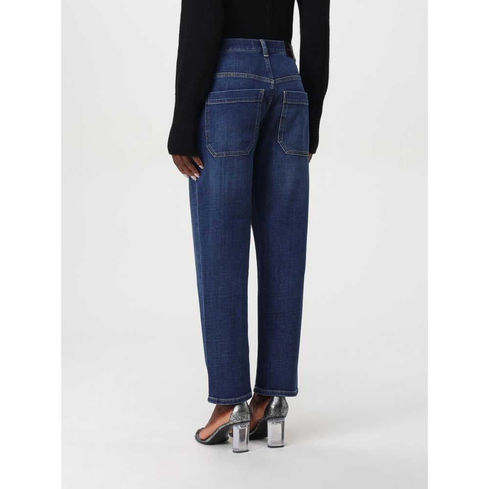 Jeans by PINKO for women in denim blue features a polished silhouette with a polished straight-leg, reaching a polished long and finished with a polished .