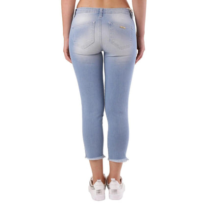 Jeans by Met for women in stretch denim cotton blue features an refined tailoring silhouette, showcasing a premium cropped with a and cropped cut for a refined tailoring look.