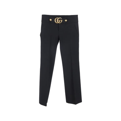 Trousers by Gucci for women in viscose black features an sartorial silhouette, showcasing a precise wide and long with a sartorial for a refined look.