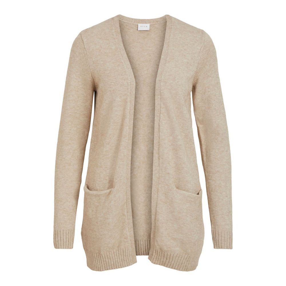 Cardigan by Vila Clothes for women in nylon polyester & viscose beige showcases a captivating silhouette, artfully detailed with a captivating and for a truly sophisticated captivating look.
