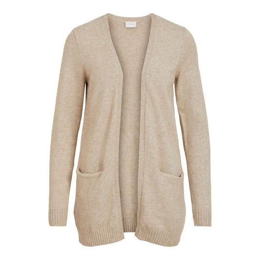 Cardigan by Vila Clothes for women in nylon polyester & viscose beige showcases a captivating silhouette, artfully detailed with a captivating and for a truly sophisticated captivating look.