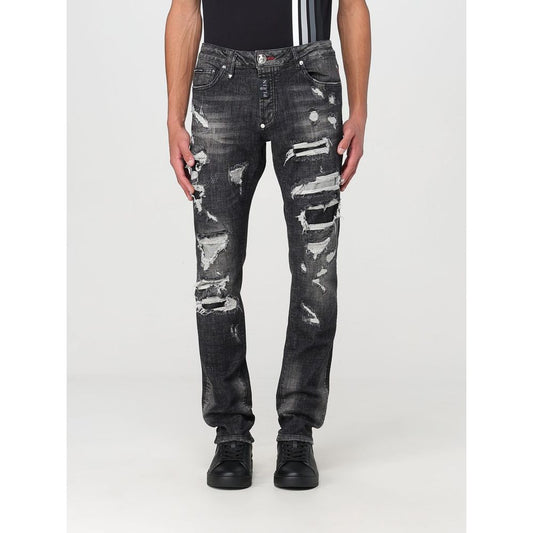 Jeans by Philipp Plein for men in denim cotton gray features a refined silhouette with a refined slim, defined by a and a refined long for a refined finish.
