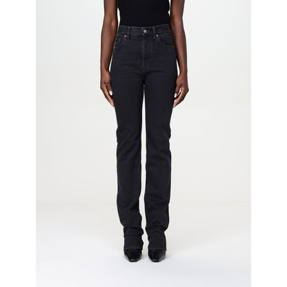 Jeans by Saint Laurent for women in denim cotton black features an sartorial straight-leg and long with a cut for a sartorial finish.