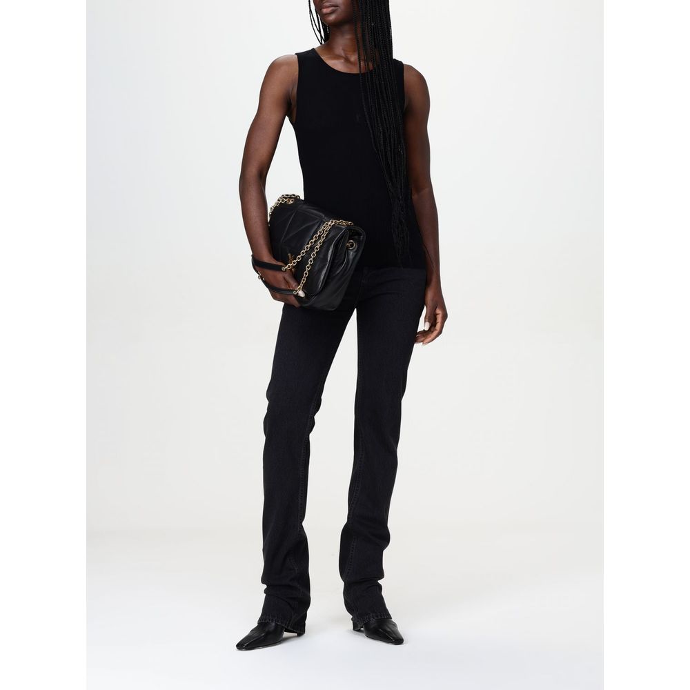 Jeans by Saint Laurent for women in denim cotton black features a polished silhouette with a polished straight-leg, reaching a polished long and finished with a polished .