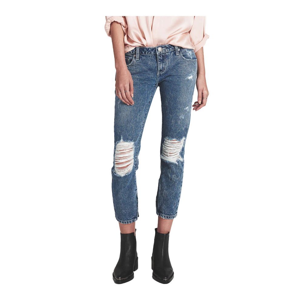Jeans by One Teaspoon for women in organic cotton denim blue features a refined silhouette with a refined regular-fit & cropped, defined by a and a refined cropped for a refined finish.