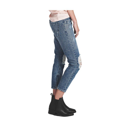 Jeans by One Teaspoon for women in organic cotton denim blue features a polished silhouette with a polished regular-fit & cropped, reaching a polished cropped and finished with a polished .