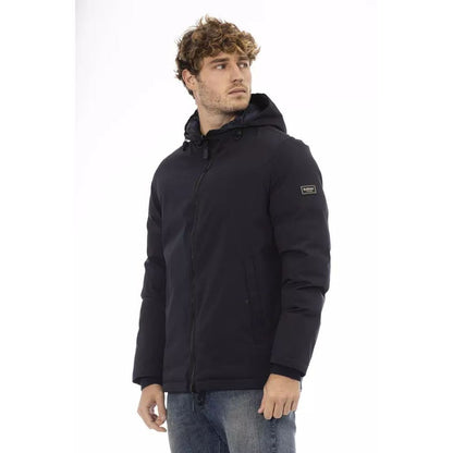 Windbreaker Jacket by Baldinini Trend for men in polyester blue & monogram presents a resilient silhouette, artfully detailed with a sophisticated and functional pockets & windproof for a resilient finish.