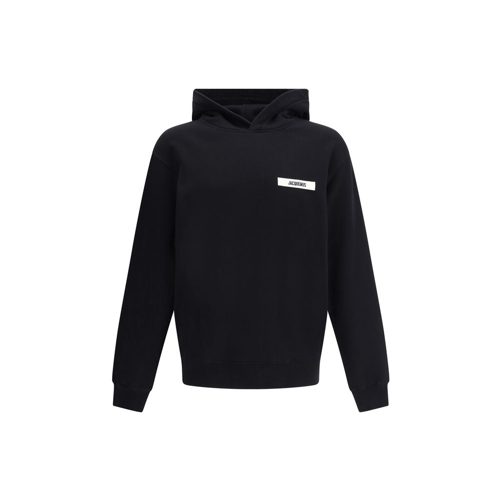 Sweatshirt Hoodie by Jacquemus for men in cotton black & signature features a authentic silhouette, showcasing a sophisticated hooded neckline and authentic detail for a refined finish.