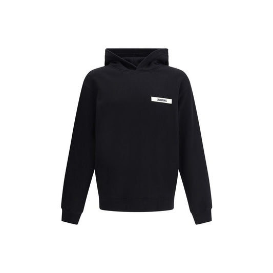 Sweatshirt Hoodie by Jacquemus for men in cotton black & signature features a authentic silhouette, showcasing a sophisticated hooded neckline and authentic detail for a refined finish.