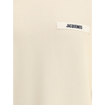 Sweatshirt Hoodie by Jacquemus for men in cotton beige & signature features an dramatic silhouette, showcasing a sophisticated and dramatic for a refined, modern aesthetic.