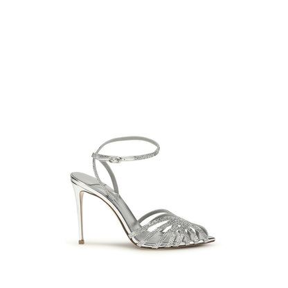 Stiletto Ankle Strap Sandals by LE SILLA for women in bos taurus calf leather and silver presents a captivating silhouette, showcasing the signature style of the Women's Bos Taurus Calf Leather Stiletto Ankle Strap Sandals with a captivating stiletto and captivating .