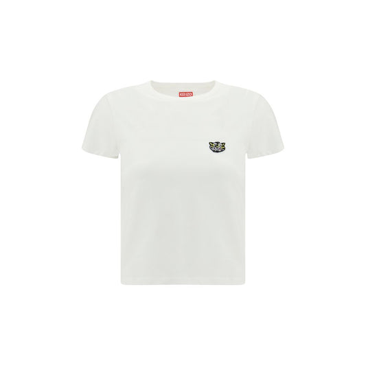 Activewear T-Shirt by Kenzo for women in cotton white & signature features an athletic silhouette with sleeves and a neckline, enhanced by high-performance .