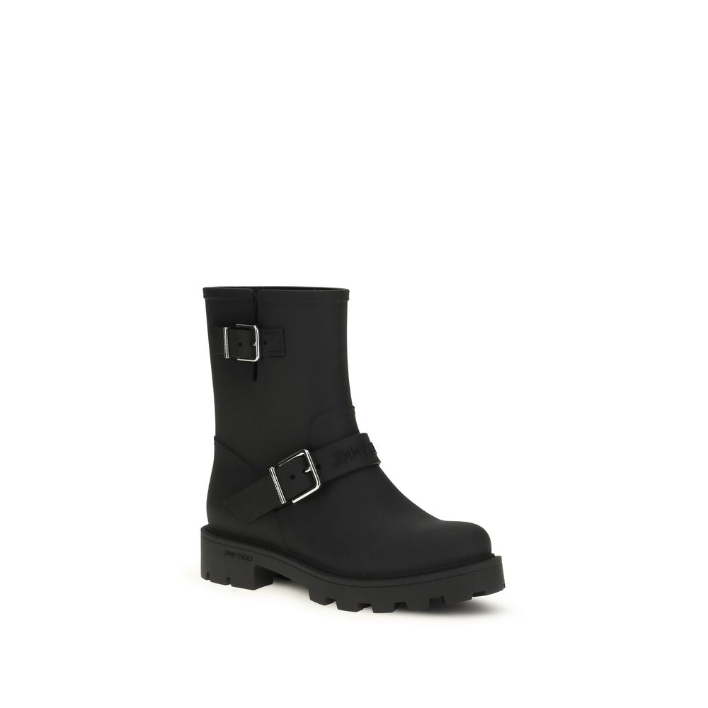 Rain Boots by Jimmy Choo for women in tu & polyurethane black features an effortless chic silhouette from the Women's TU & Polyurethane Rain Boots collection, showcasing a effortless chic and refined for an effortless chic look.