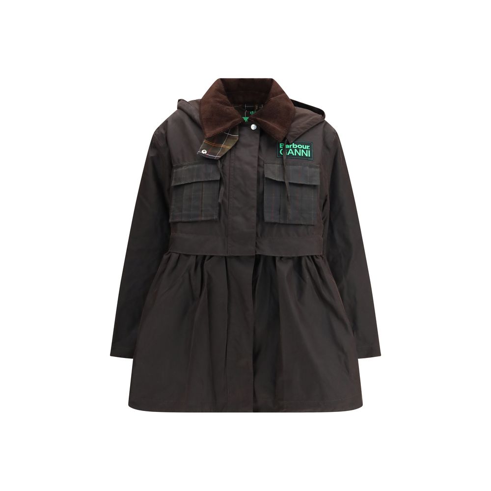 Overcoat by Barbour for women in cotton polyester brown & tartan features a contemporary silhouette showcasing a contemporary and refined for a sophisticated finish.