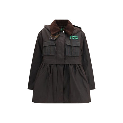 Overcoat by Barbour for women in cotton polyester brown & tartan features a contemporary silhouette showcasing a contemporary and refined for a sophisticated finish.