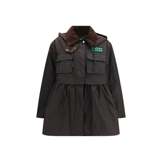 Overcoat by Barbour for women in cotton polyester brown & tartan features a contemporary silhouette showcasing a contemporary and refined for a sophisticated finish.
