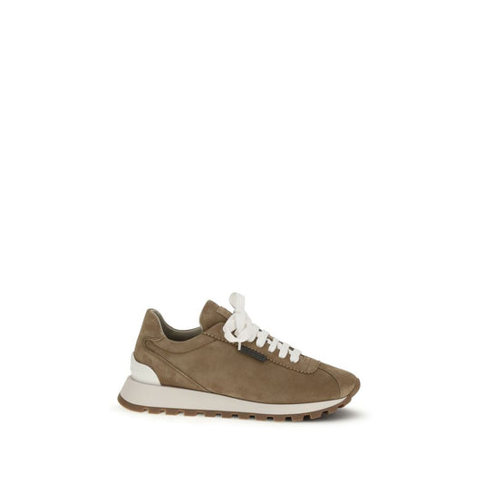 Sneakers by Brunello Cucinelli for women in bos taurus calf suede leather beige features a chic design, perfectly showcasing the chic fashion style of this Women's Fashion Bos Taurus Calf Suede Leather Sneakers.