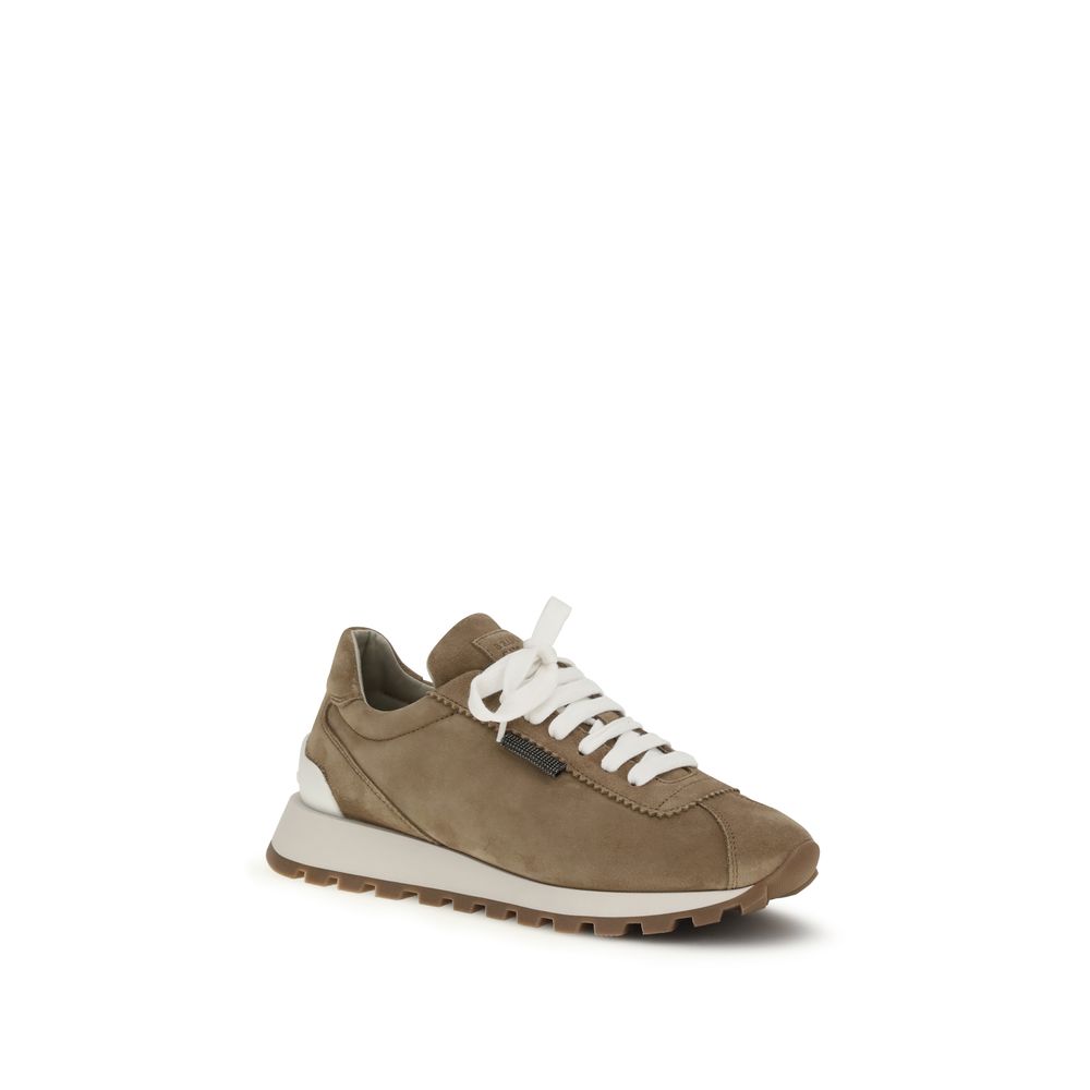 Sneakers by Brunello Cucinelli for women in bos taurus calf suede leather beige features an timeless silhouette from the Women's Fashion Bos Taurus Calf Suede Leather Sneakers collection, showcasing a signature fashion style with an timeless finish.