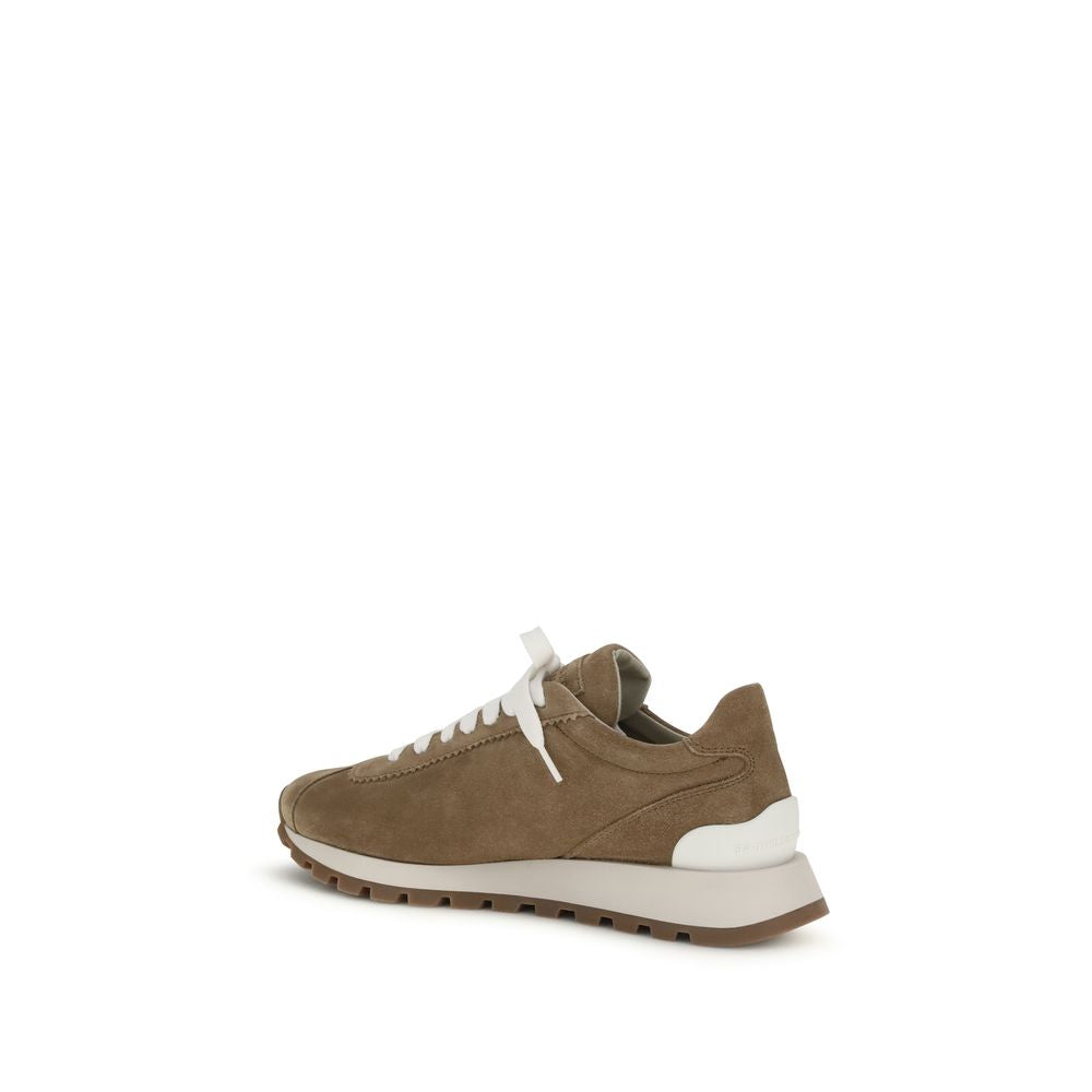 Sneakers by Brunello Cucinelli for women in bos taurus calf suede leather beige features an fashionable silhouette, showcasing the premium Women's Fashion Bos Taurus Calf Suede Leather Sneakers in a fashionable fashion style that offers a fashionable finish for refined style.