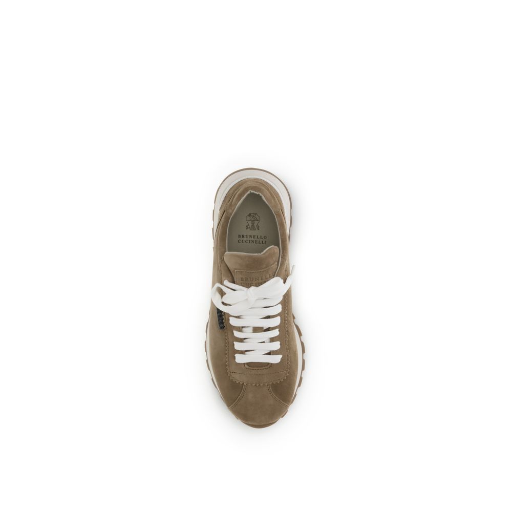 Sneakers by Brunello Cucinelli for women in bos taurus calf suede leather beige presents a on trend silhouette from the Women's Fashion Bos Taurus Calf Suede Leather Sneakers collection, showcasing a on trend fashion style for an elevated aesthetic.