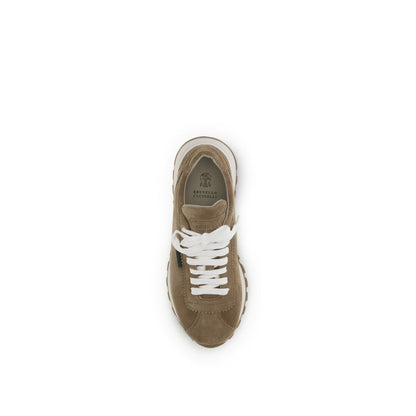 Sneakers by Brunello Cucinelli for women in bos taurus calf suede leather beige presents a on trend silhouette from the Women's Fashion Bos Taurus Calf Suede Leather Sneakers collection, showcasing a on trend fashion style for an elevated aesthetic.
