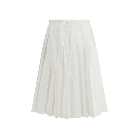 Skirt by Prada for women in cotton polyester white & signature features a captivating silhouette, showcasing the captivating Women's Pleated Cotton Polyester Long Skirt design with a sophisticated long for a captivating look.