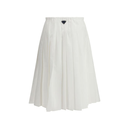 Skirt by Prada for women in cotton polyester white & signature features an tailored silhouette, artfully capturing the essence of Women's Pleated Cotton Polyester Long Skirt in a sophisticated long.