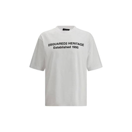 T-Shirt by Dsquared² for men in cotton white & monogram showcases a unassuming silhouette, artfully detailed with a refined crew neckline and unassuming for a sophisticated, contemporary look.