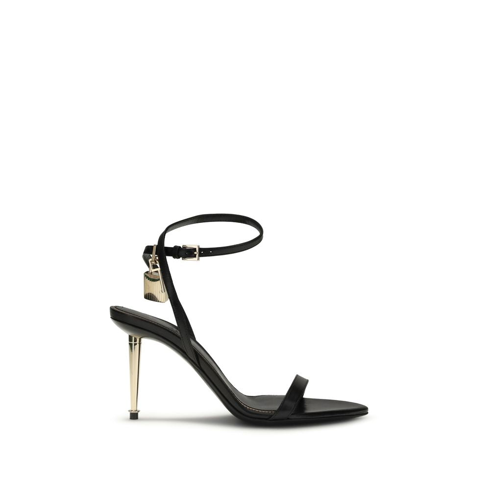 Tom Ford Women's Goatskin Leather Stiletto Ankle Strap Sandals - Black Signature