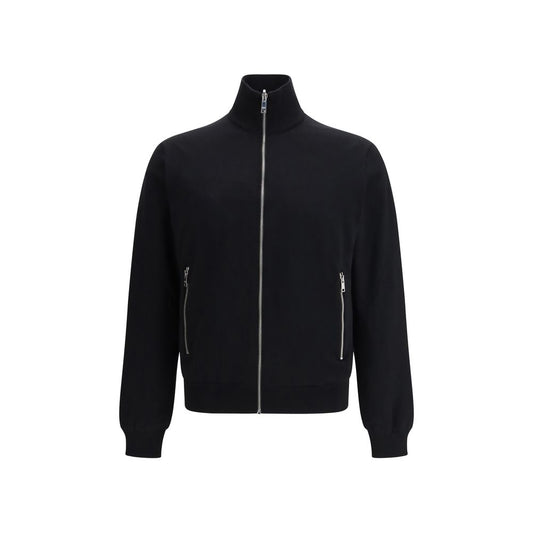 Bomber Jacket by Prada for men in virgin wool & polyamide black & signature features an on trend silhouette, showcasing refined pockets and a sophisticated stand-collar neckline for a truly on trend finish.