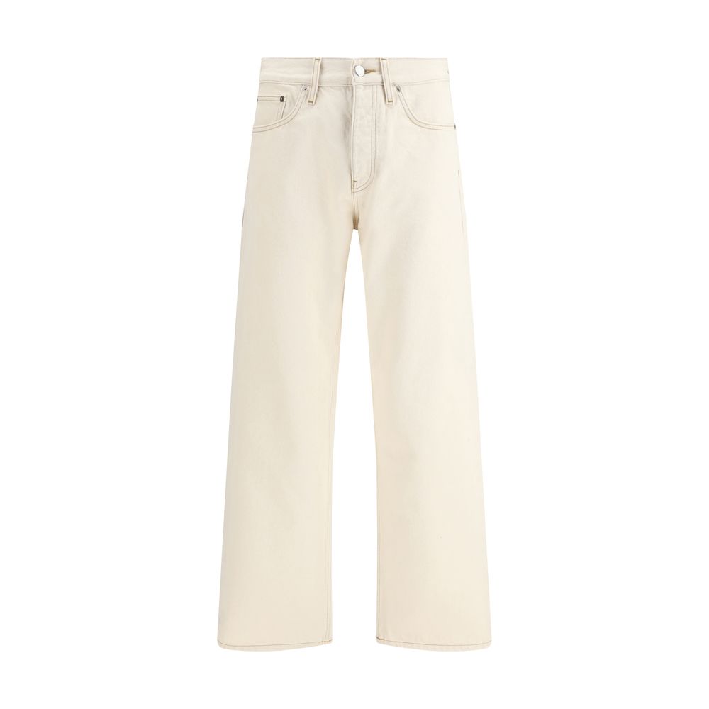 Jeans by Sunflower for men in denim cotton cream, gray, white & signature presents a tailored silhouette, showcasing a tailored relaxed-fit & oversized and long cut with a refined for a truly tailored aesthetic.