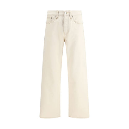 Jeans by Sunflower for men in denim cotton cream, gray, white & signature presents a tailored silhouette, showcasing a tailored relaxed-fit & oversized and long cut with a refined for a truly tailored aesthetic.