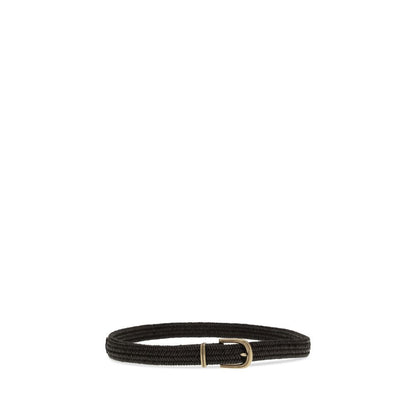 Belt by Brunello Cucinelli for women in bos taurus calf leather & viscose black features an artisanal finish, elegantly showcasing the signature style and artisanal craftsmanship of the Bos Taurus Calf Leather & Viscose Belt design.