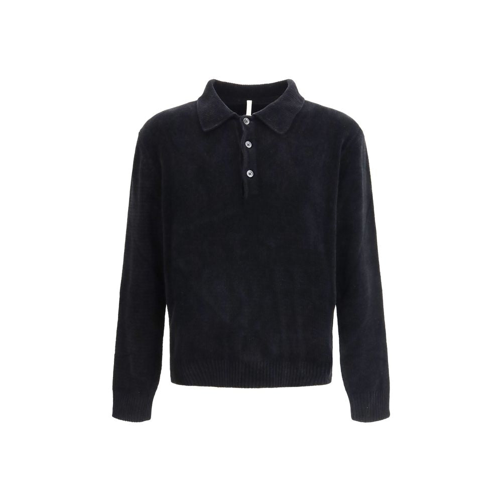 Polo Shirt by Sunflower for men in cotton black showcases a sharp silhouette, detailed with a refined and sharp long-sleeve for a sophisticated finish.