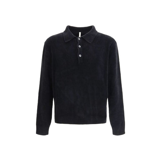 Polo Shirt by Sunflower for men in cotton black showcases a sharp silhouette, detailed with a refined and sharp long-sleeve for a sophisticated finish.