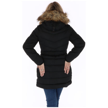 Hooded Overcoat by Pepe Jeans for women in polyester black features a cosy chic silhouette, artfully detailed with a sophisticated and premium pockets & hooded for a cosy chic finish.