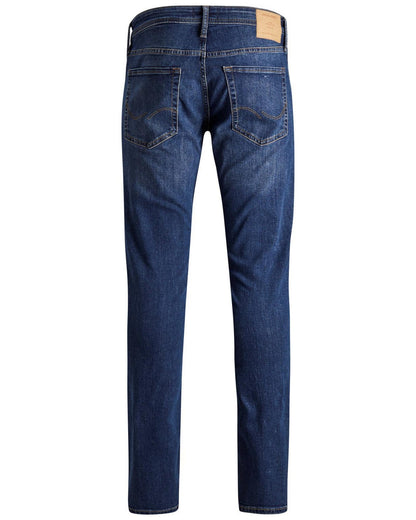 Jeans by Jack & Jones for men in stretch denim cotton blue features an sophisticated and slim with a precise long, creating a sophisticated and sophisticated silhouette.
