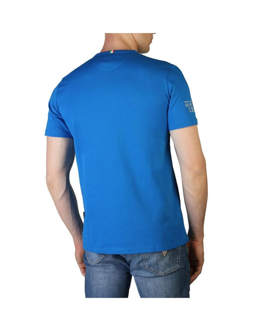 T-Shirt by Lamborghini for men in cotton blue features a plush silhouette, showcasing a sophisticated and for a truly plush finish.