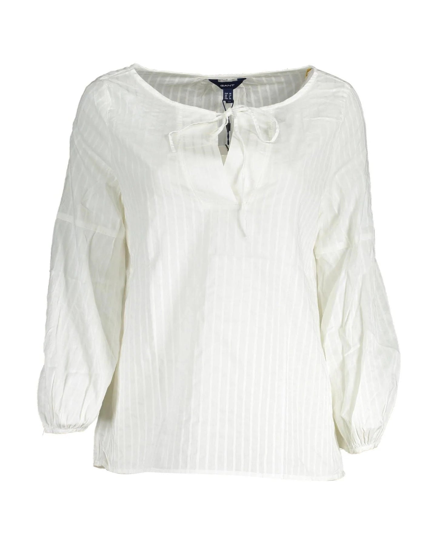 Blouse by Gant for women in lyocell & cotton white showcases a sleek silhouette, elegantly detailed with a sleek v-neck neckline and long-sleeve for a sleek finish.