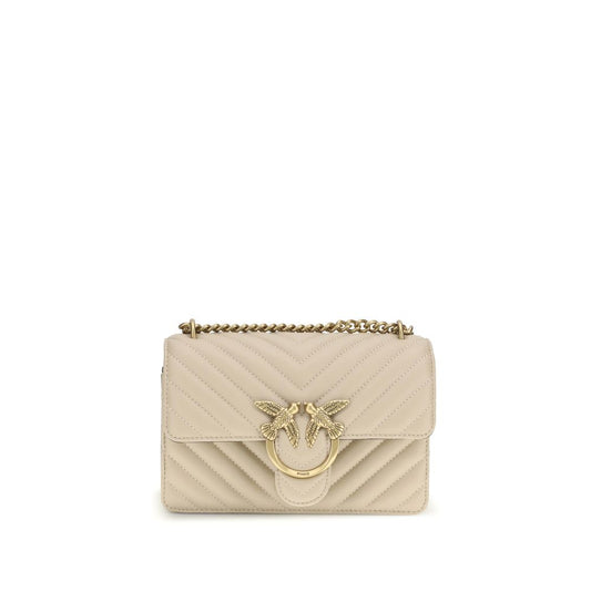 Mini 2-in-1 Shoulder & Crossbody Quilted Bag by PINKO for women in bos taurus calf leather beige, gold & monogram features a effortless sophistication silhouette, secured by a magnetic & button with ample and versatile crossbody-strap & shoulder-strap for a effortless sophistication finish.